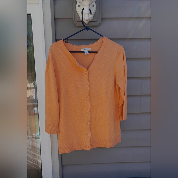 Christopher & Banks Womens L Orange Button-Up Cargdian Blouse EUC - Picture 1 of 3